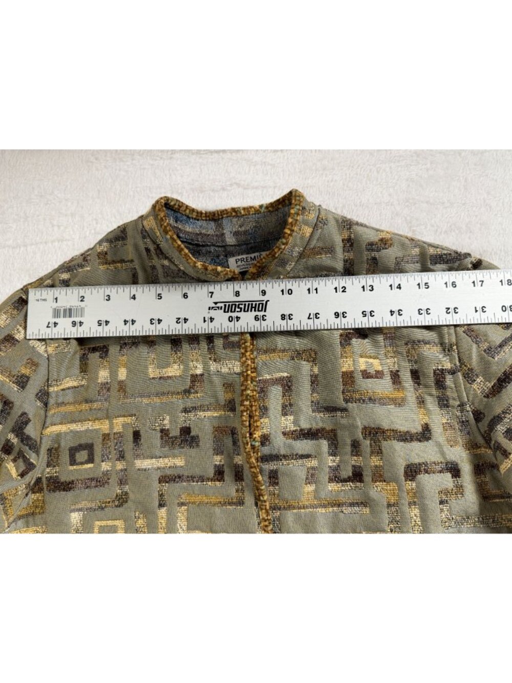 Première Reversible Jacket Green Gold Metallic Abstract Geometric Art To Wear XL - Picture 10 of 14